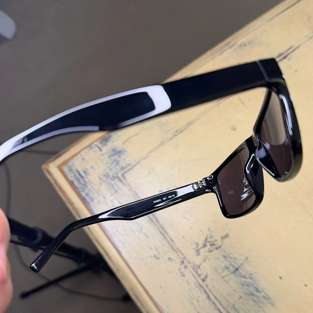 Salvatore Ferragamo Black Rectangular Sunglasses with Dark Gray Lenses - Picture 3 of 7